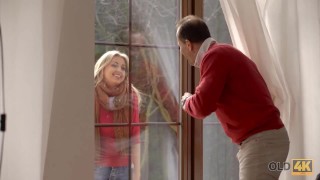 OLD4K. Such a great gift for lonely geezer as skinny knocks on his door