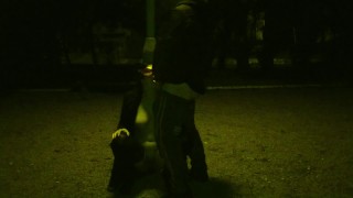 He jerked his fat cock on my face and tits. PUBLIC