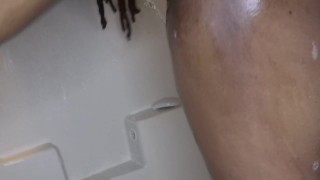 Squirting Fucking My Tight Pussy In Shower Big Pink Dildo -(Onlyfans-@NicolaCorreia19)