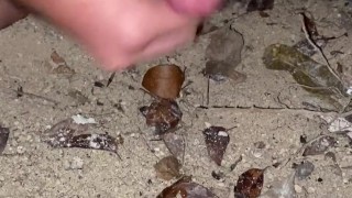 Pissing and quick jerk outside