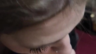 REAL Tinder Date! Brunette slut gives best blowjob in hotel room