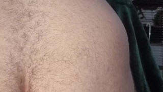 Chastity fag takes a big dildo and big butt plug AT THE SAME TIME!