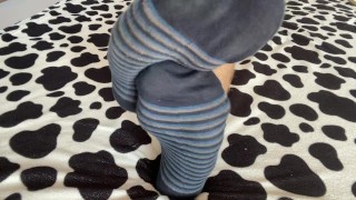 Double socks, my feet massage check this dirt feet White socks long socks
