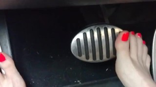 Hard driving (flipflops then kick em off & drive barefoot