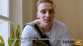 TUTOR4K. Physics teacher looks innocent and it quickly blows student mind