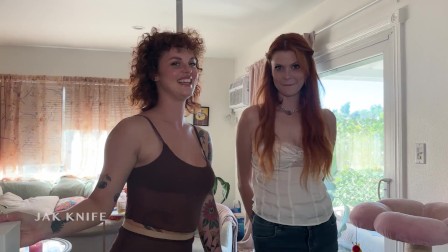 two redhead airbnb guests gag & slobber on my cock