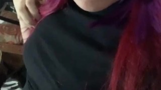 white emo girl alone in bedroom with red panties + bra (2)