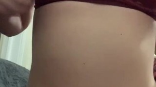 white emo girl alone in bedroom with red panties + bra (6)