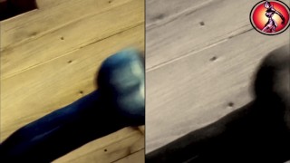 Prostate massage with a latex dildo. (slicing)