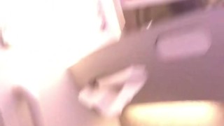 IT GETS VERY HARD ON THE PLANE AND I GO TO THE BATHROOM TO PLAY