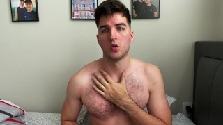 Hairy Guy Rubs his Muscles and Cums on Feet