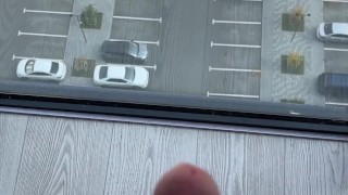I'm standing NAKED on the BALCONY and JERKING OFF a big COCK! Cum on glass! I think you noticed me?