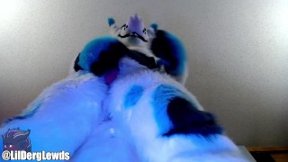 Fursuiter Strokes his Dick and Cums Hard