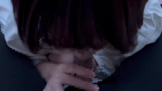 エロい鼻コキとノーハンドフェラも使いこなすメガネの変態彼女♡ cum in mouth glasses