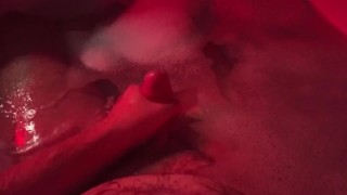 playing with my dick in bath handjob