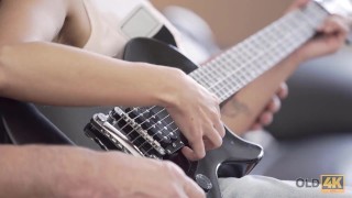 OLD4K. Guitar lesson turns into hot bonking for the woman