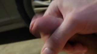 Vigorously rubbing my balls, masterbating & cumming in the garage. Moaning as I jerk off my dick!!