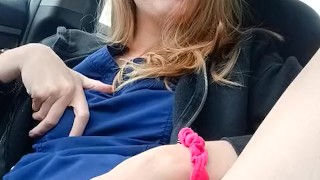 Fucking my creamy tight pussy in a church parking lot (full on OF perkygrace)