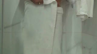 Come and play with my cock in hotel shower and get me hard
