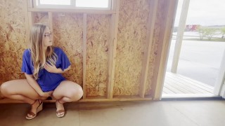 Blonde MILF with Big Tits and Glasses Enjoys Exhibitionist Masturbation and Dirty Talks