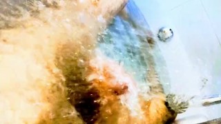 Passionate slow Jerking with steaming Water Drizzle POV