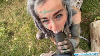 Tattooed Fantasy Fairy-girl gets fucked in the forrest - POV - facial cumshoot