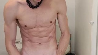 Trying not to get caught jacking off in public bathroom