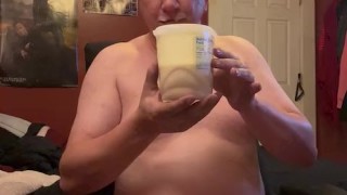 Piggy chugs ice cream