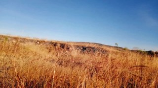 Security guard in free field talks to his girlfriend until they both masturbate - horny a