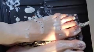 Wet, sticky and creamy feet while I smash Klondike bars on my break pedal