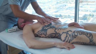 MASSAGEBAIT Masseuse Pounds His Inked Up Clients Tight Asshole