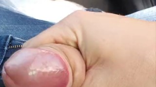 Jerking off with my bf outdoor