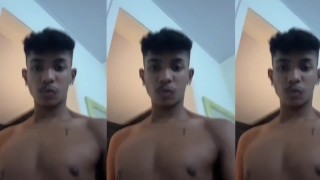 BOY SHOWING OFF SHOWING HIS HORNY BLACK COCK AND MILK