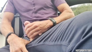 Hot Guy - Public Masturbation in a Car: A Risky Adventure!