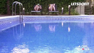 Lesbian Hotties Julia De Lucia & Ginebra Bellucci Hot Lesbian Affair By The Pool - A GIRL KNOWS