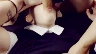 🍑BIG ASS🍑 Wedneday Addams TEENS Get Mouth Fucked and Doggstyle Threesome