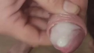 I couldn't fit a regular size condom on my fully erect penis so I had to go with semi hard cum