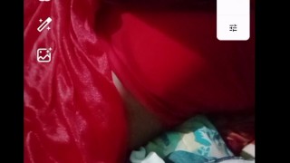 Indian gay Crossdresser in Red Saree showing his boobs on paid nude video call xxx🥵