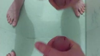 Swede jerking off and cumming with himself.