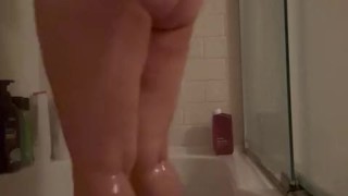 Bbw taking a shower
