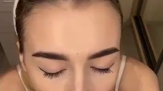 Drooling dildo blowjob