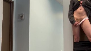 Playing in the gas station hallway to the bathrooms