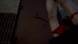 Riding my dildo behind busy gas station
