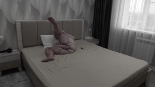 A mature bbw milf with big saggy boobs changes clothes and masturbates for a stranger on camera.