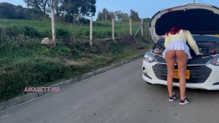 They help Aikabett with her broken car in return they break her vagina and fill it with cum