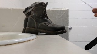 Taking a piss break on Zack's boots