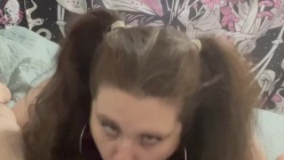 BBW BABE TEASES WITH A TITJOB SUCKS COCK FOR A MOUTHFUL OF CUM
