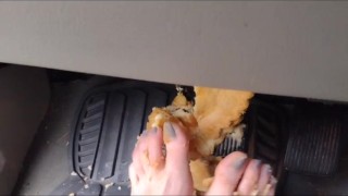 Smashing apple pie with my huge feet