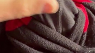 Army Specialist jerking off in his flannel pajamas and wearing the PFC's boxer briefs