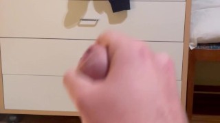 Uncut cock cumshot